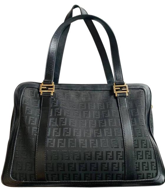 Fendi Monogram Black Canvas Satchel 