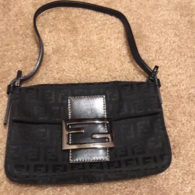 Fendi Monogram Black Fabric Satchel 