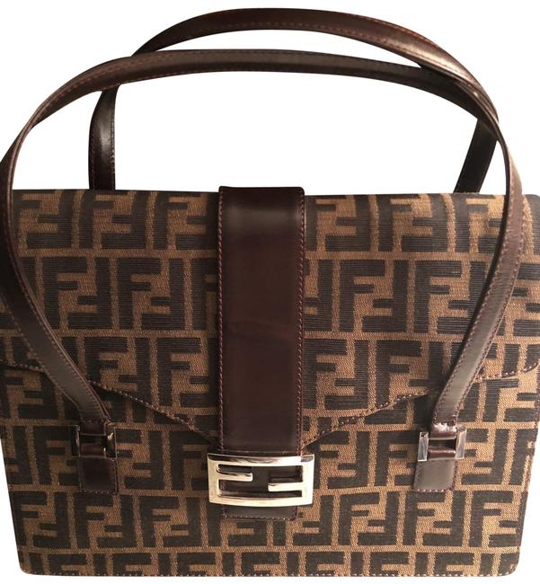 Fendi Monogram Brown Canvas and Leather Satchel 