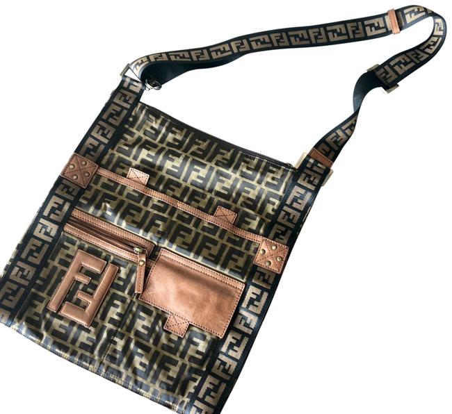 Fendi Monogram Brown Fabric and Leather Cross Body Bag 