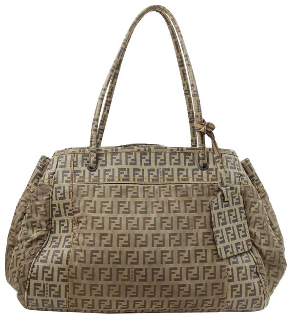 Fendi Monogram Ff Zucca Bowler 870721 Brown Nylon Satchel 