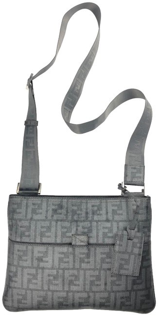 Fendi Monogram Grey Leather Cross Body Bag 