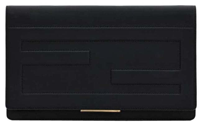 Fendi Monogram Large Black Leather Clutch 