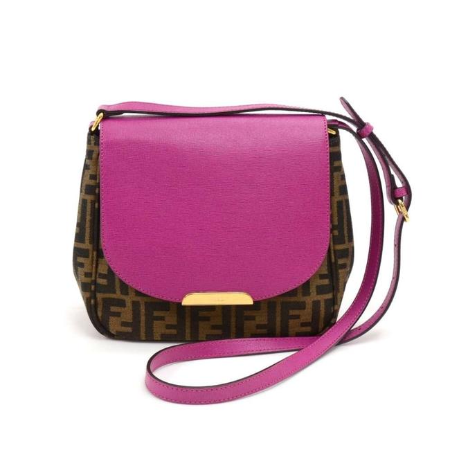 Fendi Monogram Leather Fuscia Canvas Cross Body Bag 