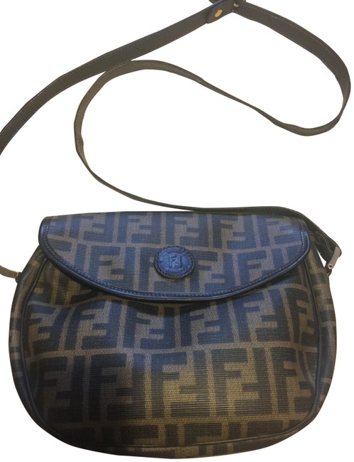 Fendi Monogram Olive Black Leather Cross Body Bag 