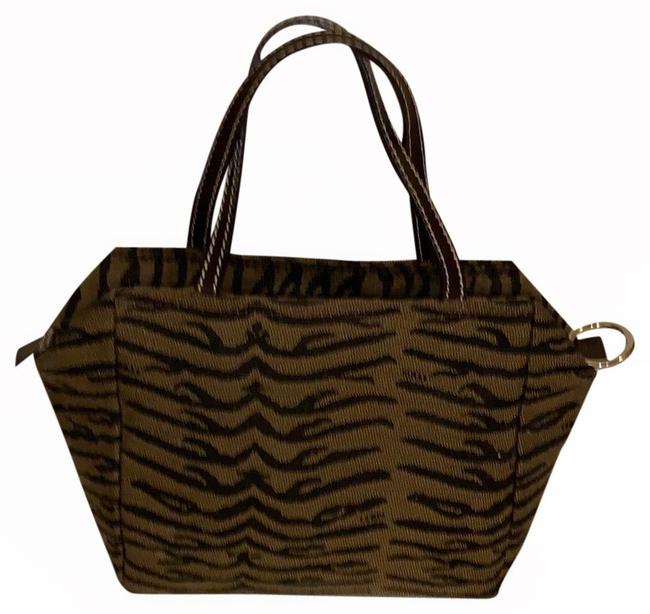 Fendi Monogram Small Brown CanvasLeather Handles Satchel 