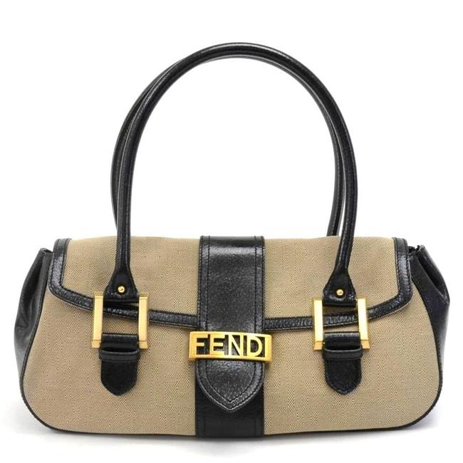 Fendi Monogram Tubular Handles Brown Canvas Satchel 