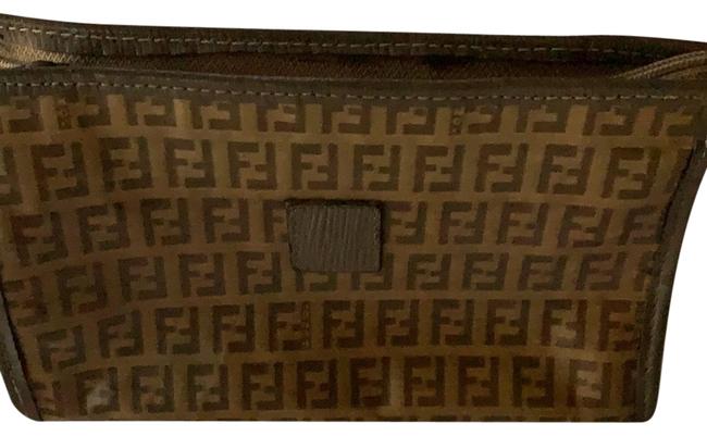 Fendi Monogram Vintage Cosmetic Brown Clutch 