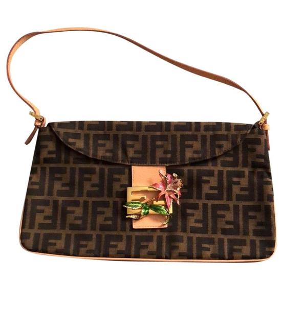 Fendi Monogram with Metal Flower Buckle Satchel 