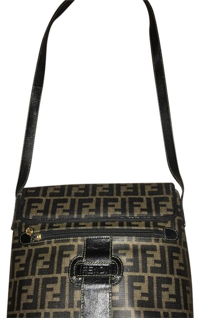 Fendi Monogram Zuccca CanvasLeather Cross Body Bag 