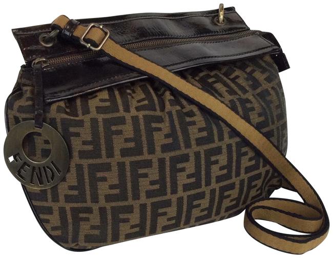 Fendi Monogramed Brown Canvas Cross Body Bag 