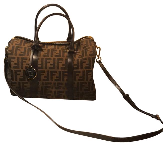 Fendi Monogrammed with Leather Handles Monogram Satchel 