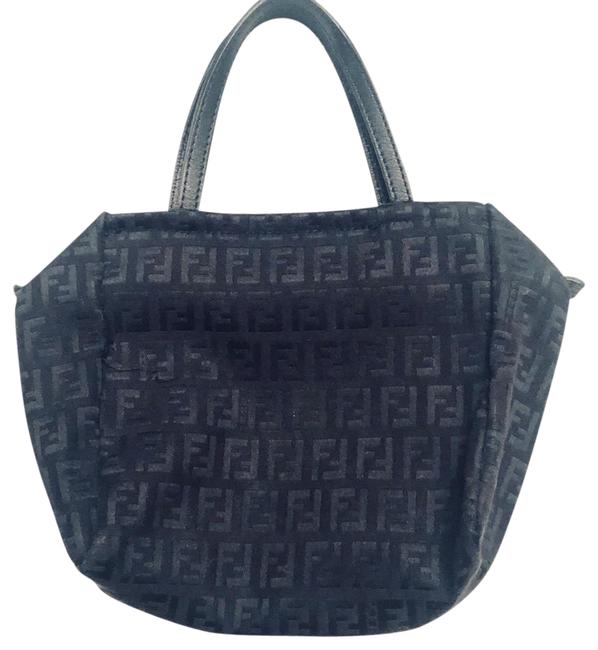 Fendi Monogrammed Zucchino Mini Black Satchel 