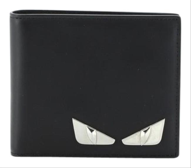 Fendi Monster Bifold Wallet Compact Black Leather Clutch 