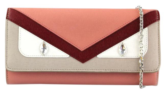 Fendi Monster Chain Wallet Pink Leather Cross Body Bag 