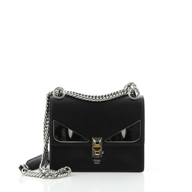 Fendi Monster Kan Small Black Leather Cross Body Bag 