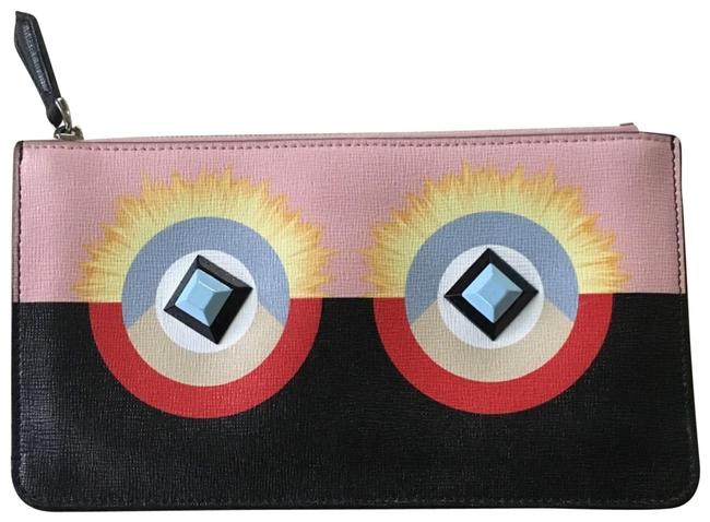 Fendi Monster Zip Leather Clutch 