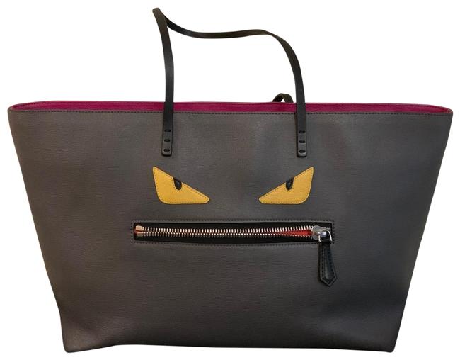 Fendi Monster Tote Grey Multi Leather Satchel 