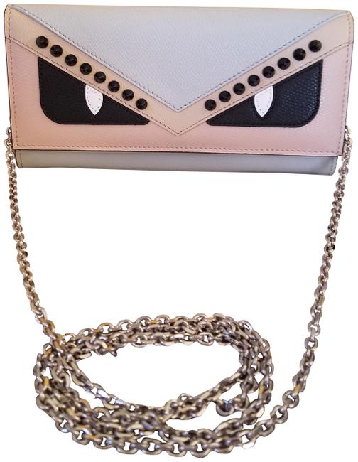Fendi Monster Woc Grey Pink Calfskin Leather Cross Body Bag 