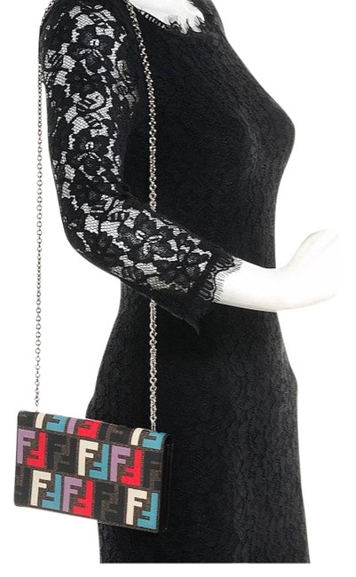 Fendi MultiBlck Coated Canvas Cross Body Bag 