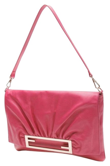 Fendi Nappa Large Fuchsia Leather Clutch 