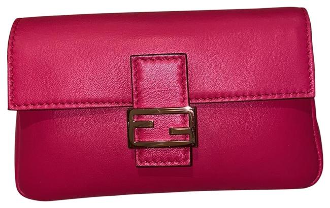 Fendi Nappa Micro Baguette Pink Cowhide Leather Cross Body Bag 