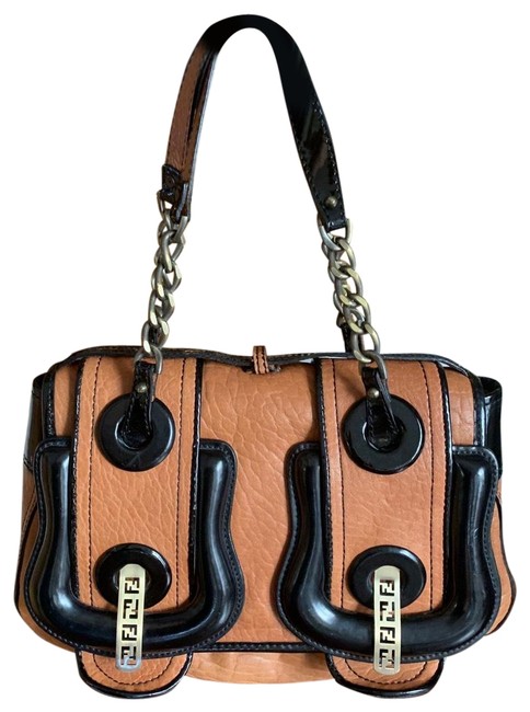 Fendi Nappa Vernice Brown and Black Leather Satchel 