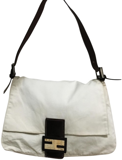 Fendi Natural Stone Logo Cream Canvas Hobo Bag 
