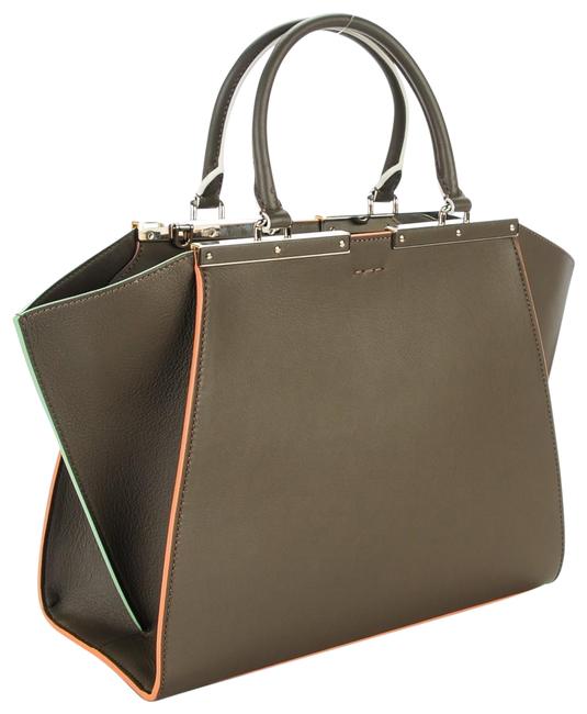 Fendi New 3jours Cross Body Dark Grey Leather Satchel 