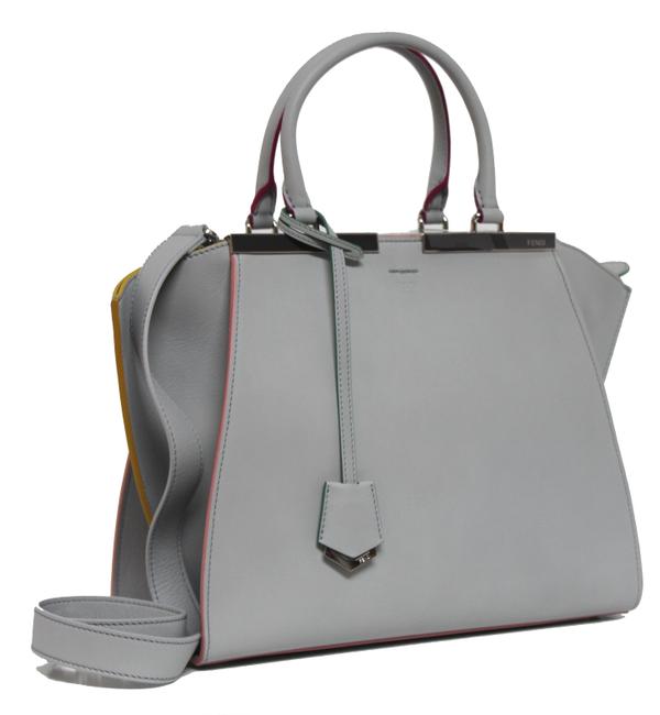 Fendi New 3jours Satchel Pearl Grey Leather Cross Body Bag 