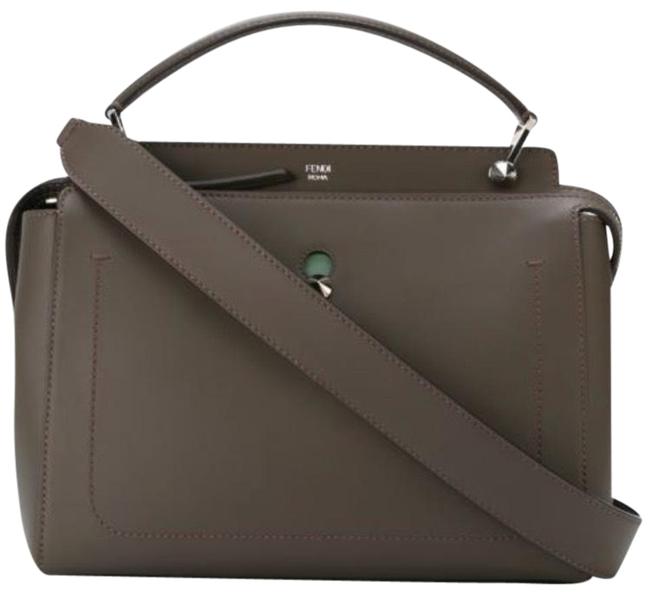 Fendi New Dotcom Two toned Gray Leather Satchel 