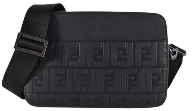 Fendi Messenger Clutch New Logo Black Leather Cross Body Bag 