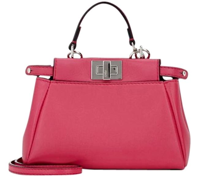 Fendi New Peekaboo Micro Satchel Fuchsia Pink Leather Cross Body Bag 