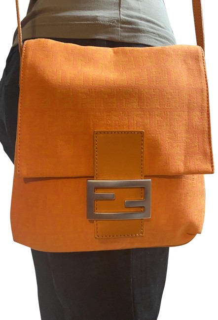 Fendi Orange Soft Fabric Cross Body Bag 