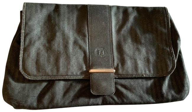 Fendi Oversized Designer Black Leather Clutch 