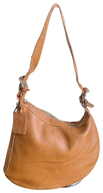 Fendi Oyster Medium Shoulder Tan Leather Made In Italy Hobo Bag 