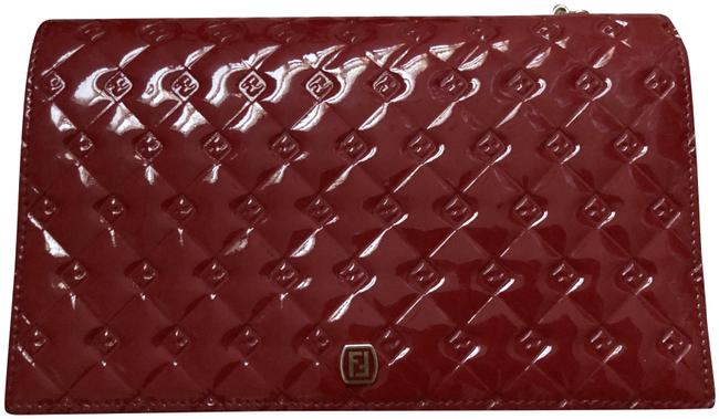 Fendi Patent with Monogram Red Leather Clutch 