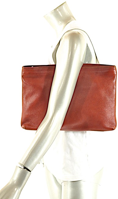 Fendi Pebble Zip with Tan Stitching Burgundy Leather Clutch 