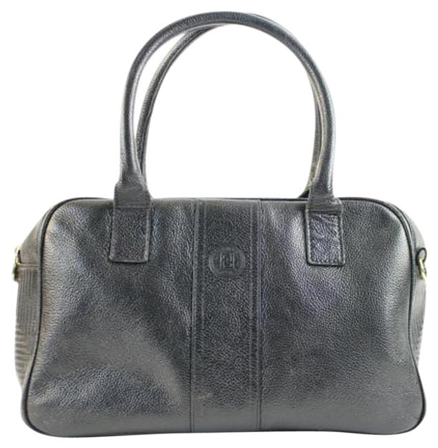 Fendi Pebbled Leather Boston 148ffa1025 Black Satchel 