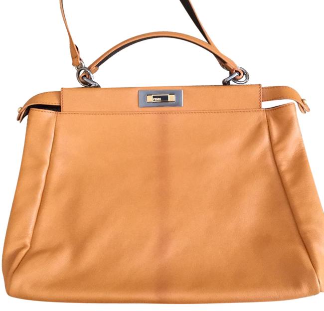 Fendi Peek A Boo Orange Leather Satchel 
