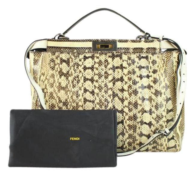 Fendi Peekaboo 3317ffty1 Beige Python Skin Leather Satchel 