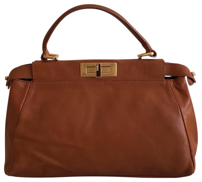 Fendi Peekaboo Brown Leather Satchel 