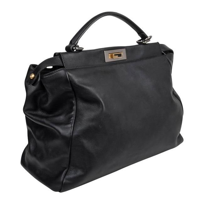 Fendi Peekaboo Calfskin Black Leather Satchel 