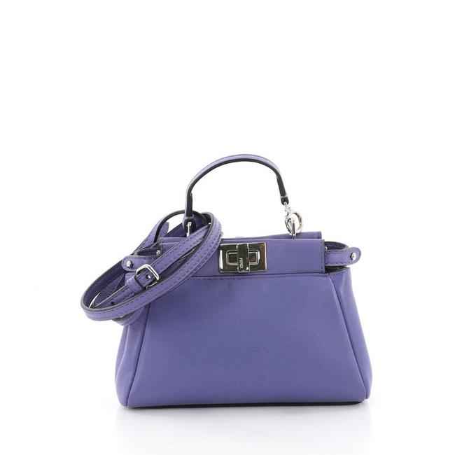 Fendi Peekaboo Handbag Micro Purple Leather Satchel 