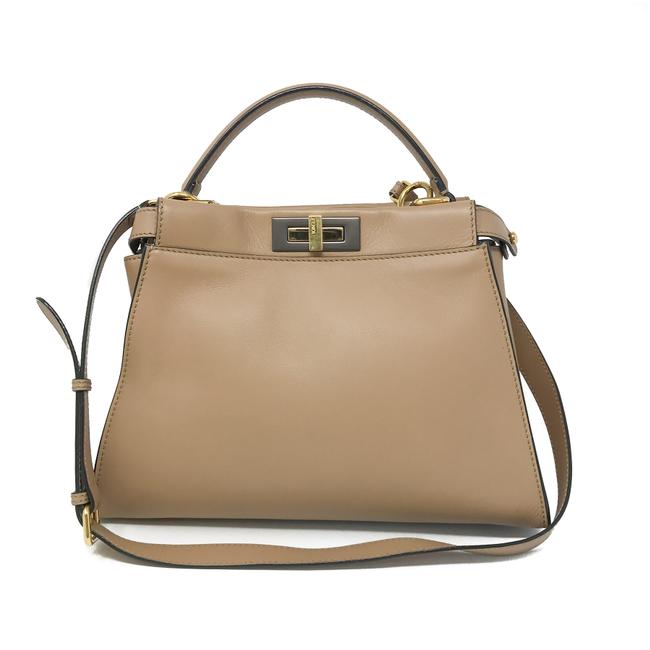 Fendi Peekaboo Iconic Medium Tan Leather Satchel 