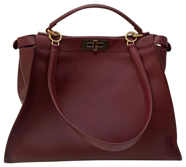 Fendi Peekaboo Large Burgundy Leather Satchel 