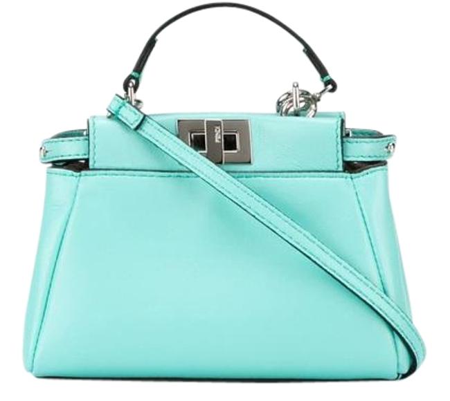 Fendi Peekaboo Micro Blue Leather Cross Body Bag 