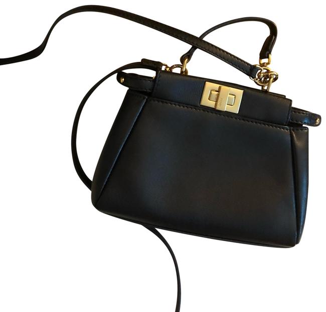 Fendi Peekaboo Micro Nappa Black Lambskin Leather Cross Body Bag 