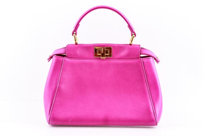 Fendi Peekaboo Micro Pink Calfskin Leather Satchel 