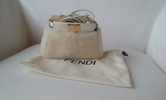 Fendi Peekaboo Milk White Sheepskin Cross Body Bag 